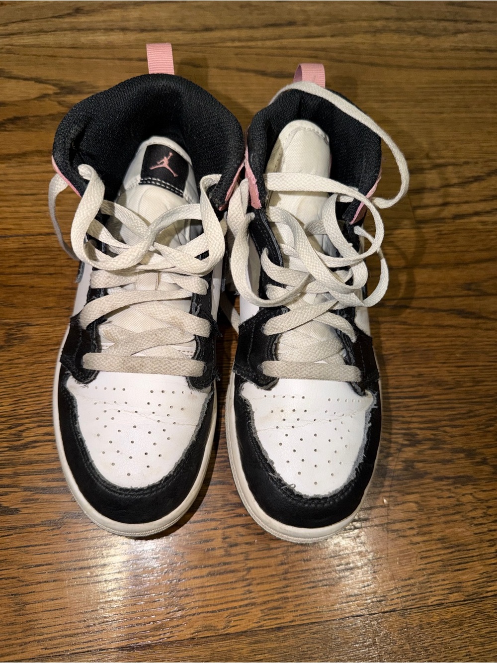 Kids High-Top Sneakers in Black, White & Pink — Youth Athletic Shoes